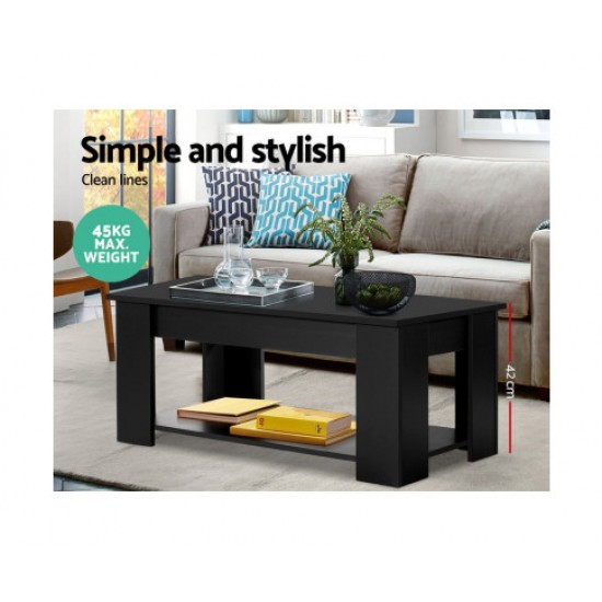 HurryGuru Lift Up Top Coffee Table Storage Shelf Black