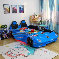 New Kids Car 1.2 M Blue  Bed with Luxury super Rac...