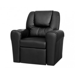 Keezi Kids Recliner Chair Black PU Leather Sofa Lounge Couch Children Armchair