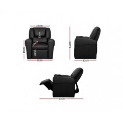 Keezi Kids Recliner Chair Black PU Leather Sofa Lo...