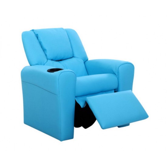 Keezi Kids Recliner Chair Blue PU Leather Sofa Lounge Couch Children Armchair