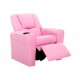 Keezi Kids Recliner Chair Pink PU Leather Sofa Lounge Couch Children Armchair