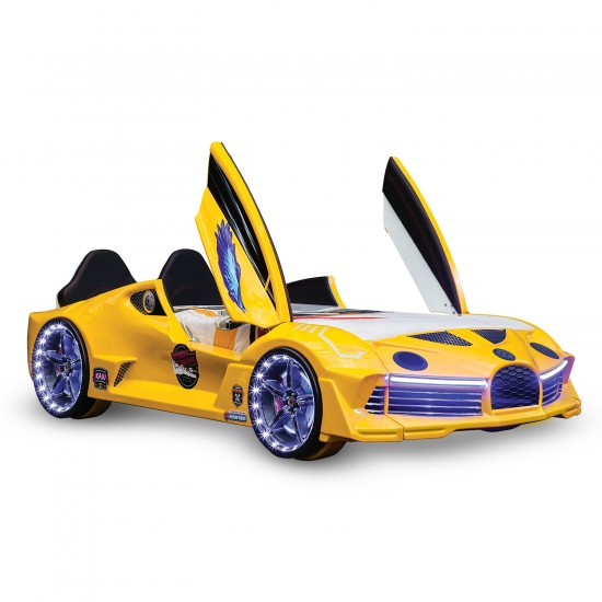 Premium Kids Racing Yellow  Double Car Bed