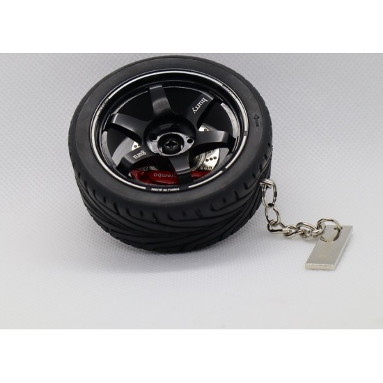 Tire Wheels Hub Rim Key Chain with Leather Keyrings Collectible Key Chain