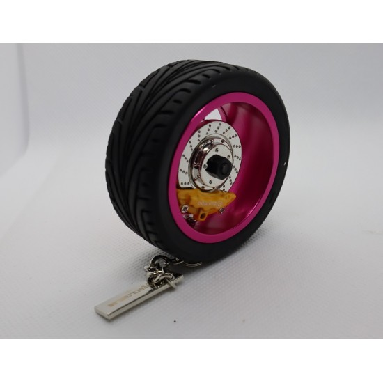 Collectable Key Chain Tire Wheels Hub Rim Key Chain with Leather Keyrings