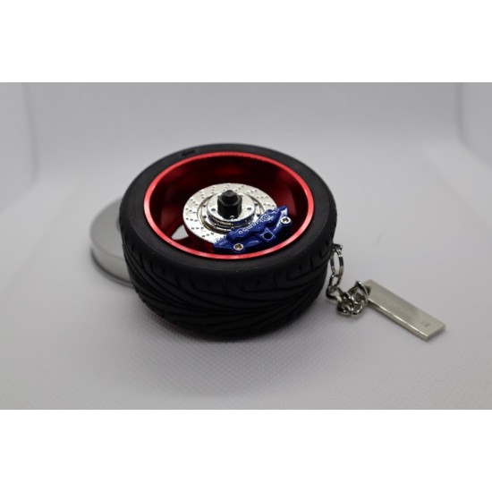 Tire Wheels Hub Rim Key Chain with Leather Keyrings Collectible Key Chain