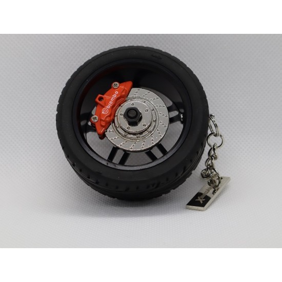 Collectable Tire Key Chain Wheels Hub Rim Key Chain with Leather Keyrings