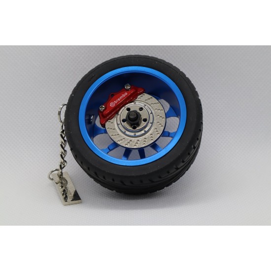 Tire Key Chain with Leather Rope Collectable Wheels Hub Rim Key Rings