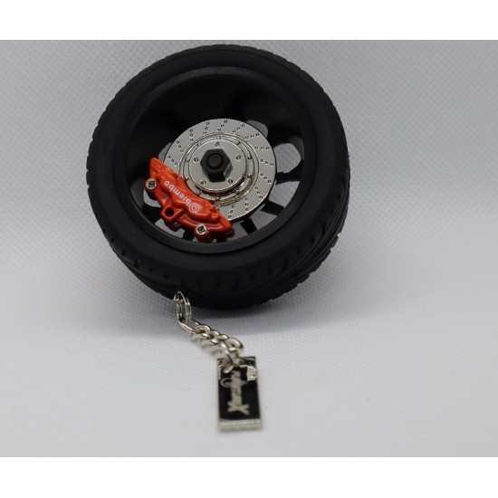 Car Tire Wheel Key Chain with Leather Key Rings and Rope Collectable Key Chain