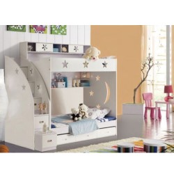  New King Single White Bunk Bed Trundle Staircase Drawers Children Bedroom