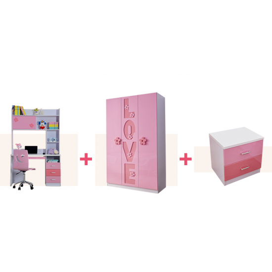 New Kids Bedroom Furniture Accessories, Girls Bedroom Furniture, HDF Quality Full Set (3 Accessories Included)