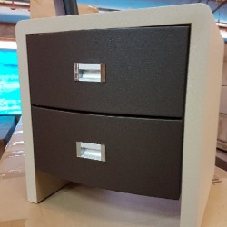 Leather Bedside Table With Drawer Beige and Brown