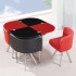 Space Saver BLACK And RED SQUARE Glass Dining Table And 4 Chairs Set