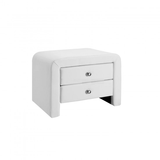 Leather Bedside Table With Drawer White