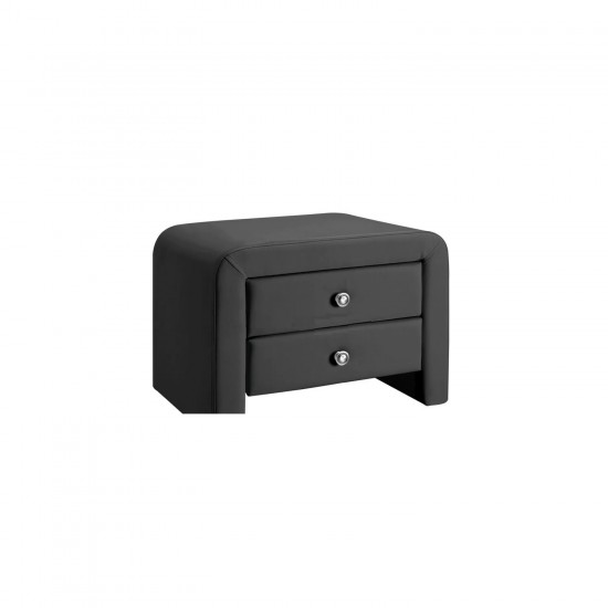 Leather Bedside Table With Drawer Black