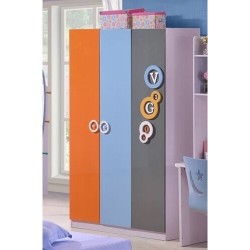 3 Door Blue and Orange Wardrobe