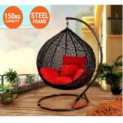 Black Basket With Red Hanging Swing Cushion Egg Ch...