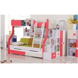  Single Over Double Bunk Pink Bed Trundle Staircas...