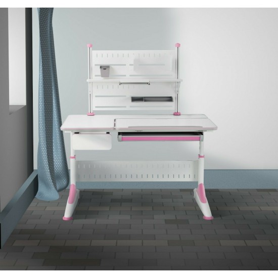 New Kids Study desk Pink with open Book shelf, Angle adjustment for the table top