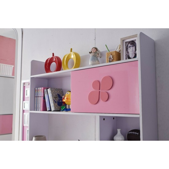 Pink Kids Study Table and chair with bookshelf & Desk for Kids Children Students
