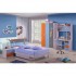 Kids Bedroom Set Bed Storage Desk with drawer Wardrobe Bedside Table With Orange with Blue 