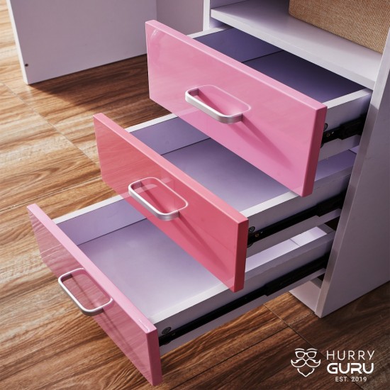 Study Table With Bookshelf Desk And Chair For Teen/Kids, Writing Desk 1.2m Pink  Durable HDF Quality