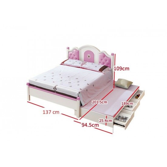 Double Trundle Bed set for Girls/ Teen/ Children with Bed storage and side Table