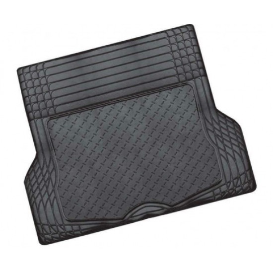 HurryGuru ALUMINIUM LOOK 1-Piece Boot Mat - BLACK [Rubber/Aluminium Look]