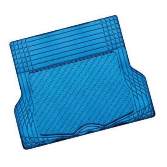 HurryGuru ALUMINIUM LOOK 1-Piece Boot Mat - BLUE [Rubber/Aluminium Look]