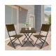 HurryGuru Furniture Outdoor 3 Piece Foldable Rattan Coffee Table Set Garden Patio - Oatmeal