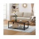 Hurry Guru Coffee Table with Metal Frame Storage Shelf Rustic Brown