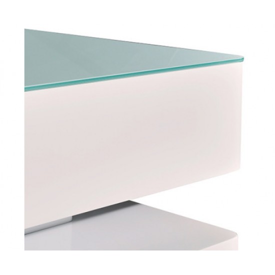 HurryGuru Stylish Coffee Table High Gloss Finish Shiny White Colour with 4 Drawers Storage