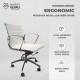White Office Chair PU Leather Mid Back Adjustable Executive Gaming Seat