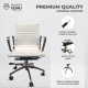 White Office Chair PU Leather Mid Back Adjustable Executive Gaming Seat
