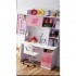 Children Pink Study Desk and Chair Set With Bookshelves Drawers