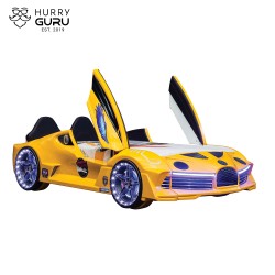 Premium Kids Racing Yellow  Double Car Bed