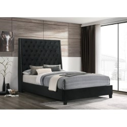 Black King Size Velvet Fabric Bed Frame 