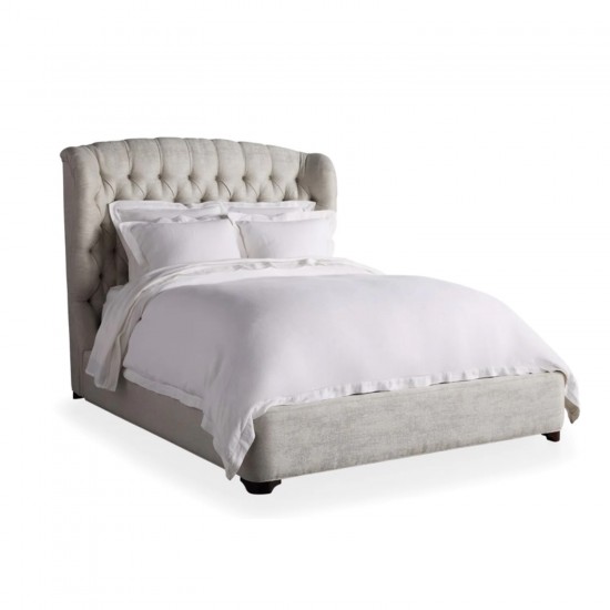 Bg Beige King or Queen Size Buttoned Fabric Bed Frame