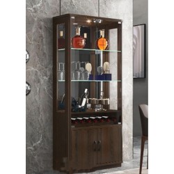 Brown Mirrored back Glass And wood Display Cabinet...