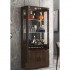 Brown Mirrored back Glass And wood Display Cabinet Show Case Storage wall 