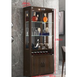 Brown Mirrored back Glass And wood Display Cabinet...