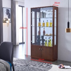 Glass And Wood Display Cabinet Show Case Storage W...