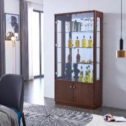 Glass And Wood Display Cabinet Show Case Storage W...