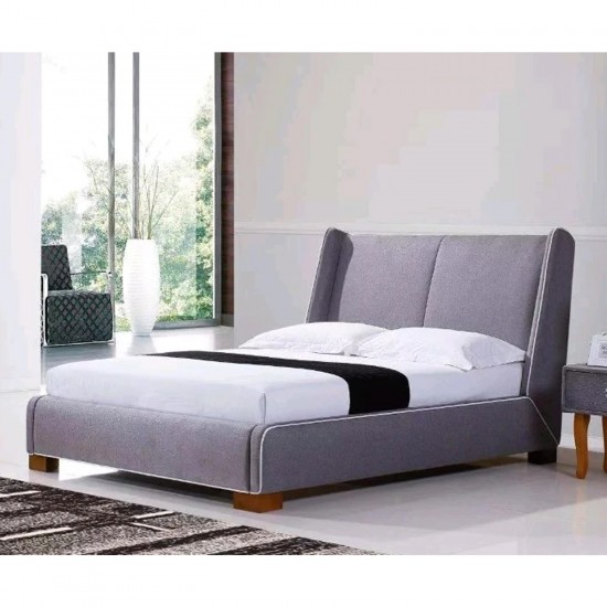 Italian Designed King or Queen Size Grey Fabric Bed Frame