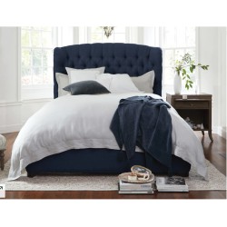  Nvy Navy King or Queen Size Buttoned Velvet Fabri...