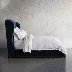  Nvy Navy King or Queen Size Buttoned Velvet Fabri...